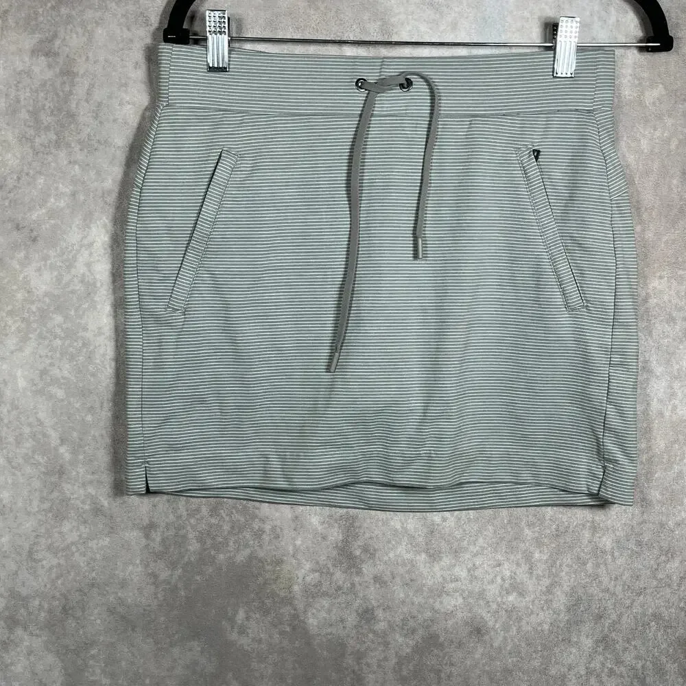 Athleta Modern Metro Midtown Skort Skirt Womens Size XS Gray Striped Drawstring‎