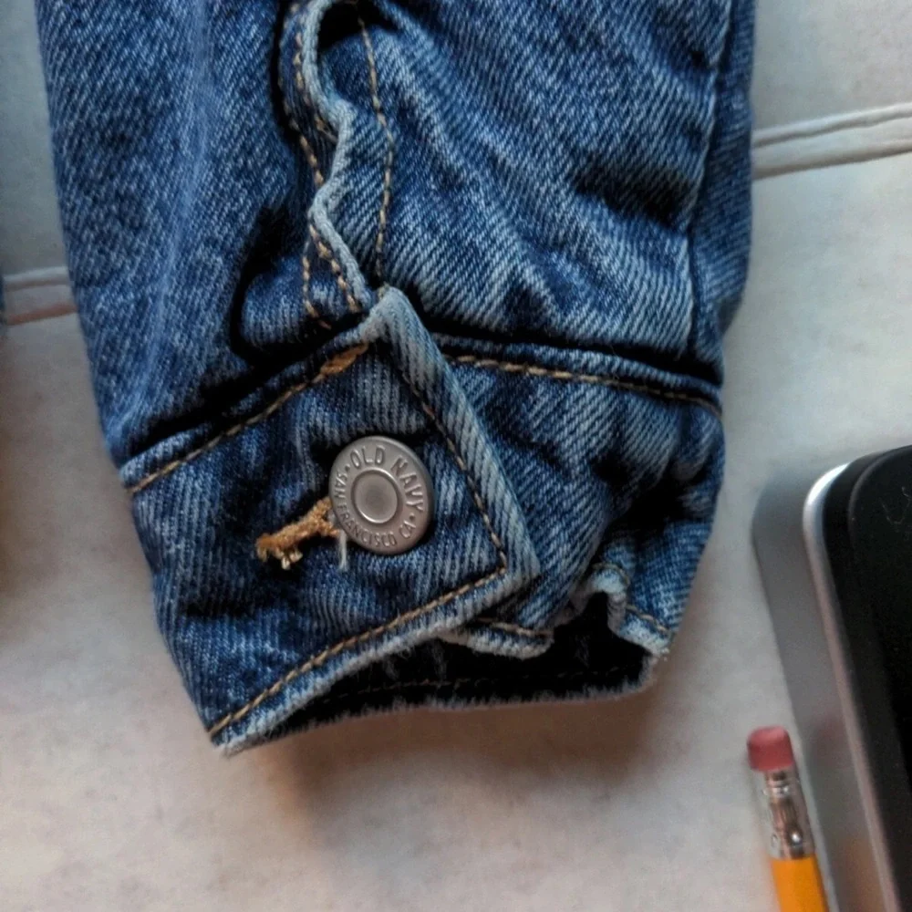 Old Navy Blue Denim Jacket with Cream Sherpa Collar