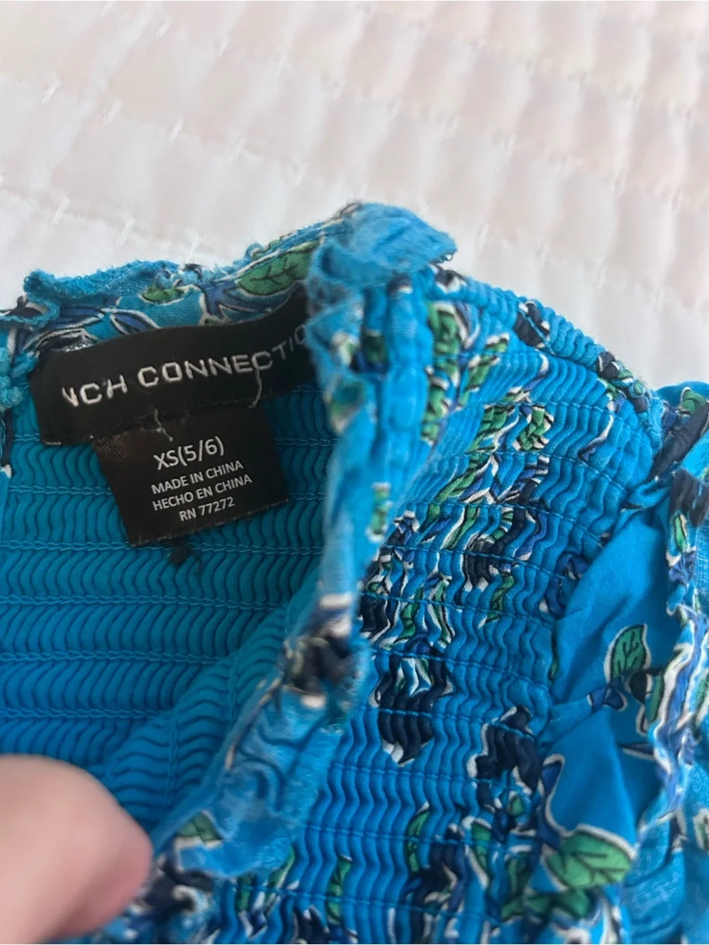 French Connection Teal Blue Floral Smocked Size XS(5/6)