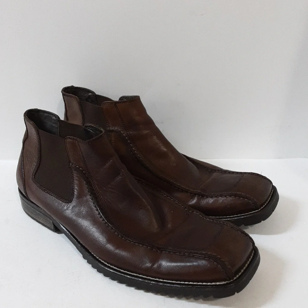 Rush Gordon Rush men Chelsea ankle boot leather brown 11 pull on casual y2k
