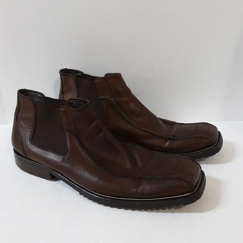 Rush Gordon Rush men Chelsea ankle boot leather brown 11 pull on casual y2k