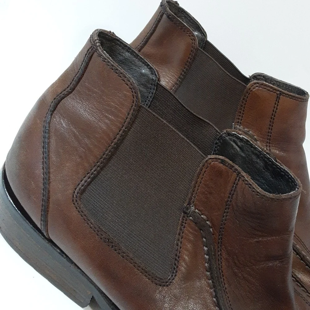 Rush Gordon Rush men Chelsea ankle boot leather brown 11 pull on casual y2k