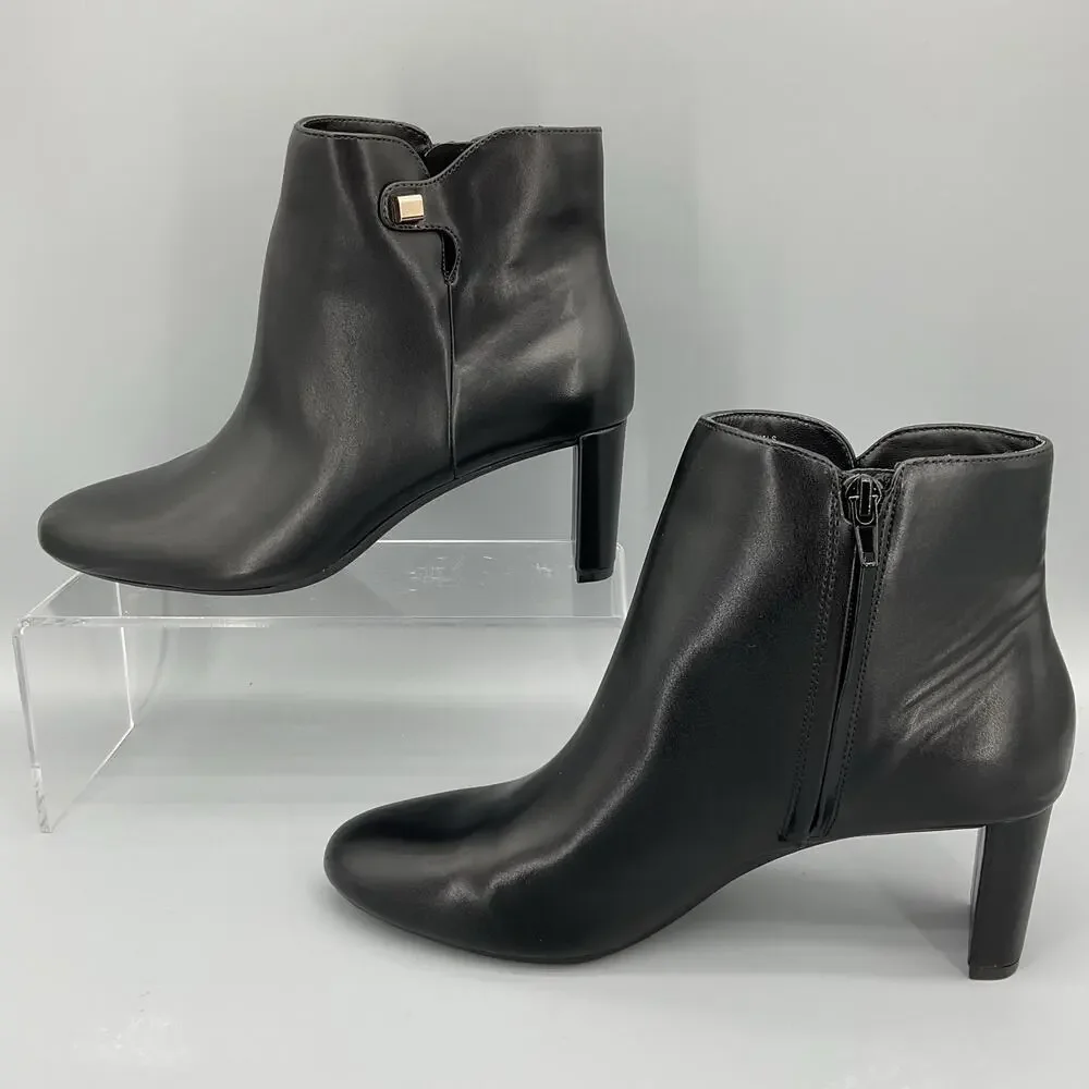 NEW Alfani Women’s PAAM Faux Leather Sleek Booties Black Size 9.5M