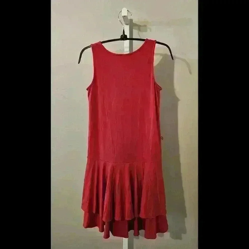 Stylish Polo Red Sleeveless Dress with Ruffled Hem