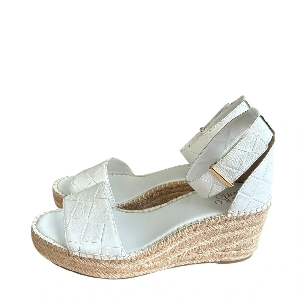 NWOB Franco Sarto Women's Clemens espadrille wedge sandals white size 10