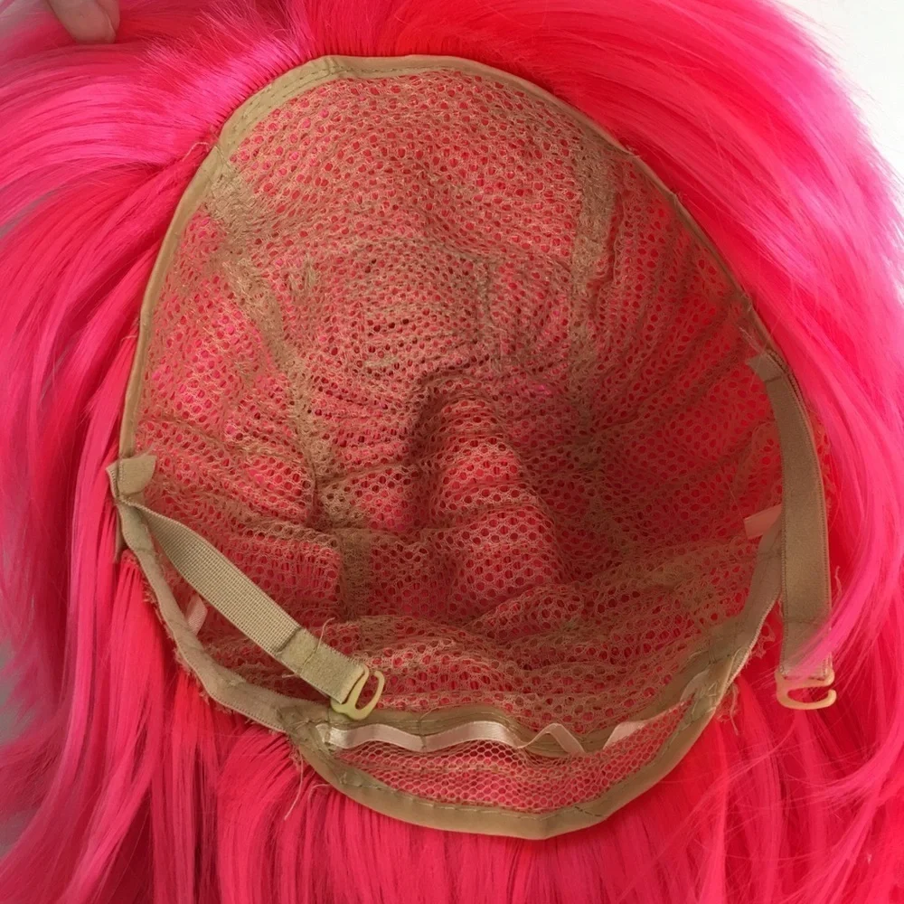 Hot Pink Choppy Bob Wig With Bangs NEW NWOT Cosplay Emo Gamer Anime