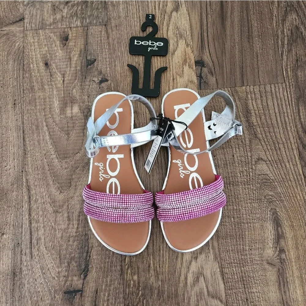 Bebe Girls Pink and Silver Sandals