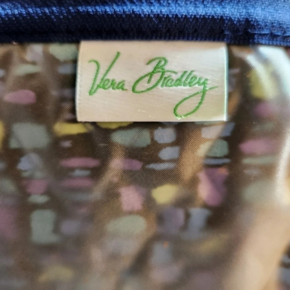 Vera Bradley Retired Indigo Pop Floral Flower Navy Blue Cosmetic Bag Pouch