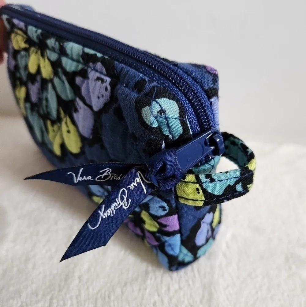 Vera Bradley Retired Indigo Pop Floral Flower Navy Blue Cosmetic Bag Pouch