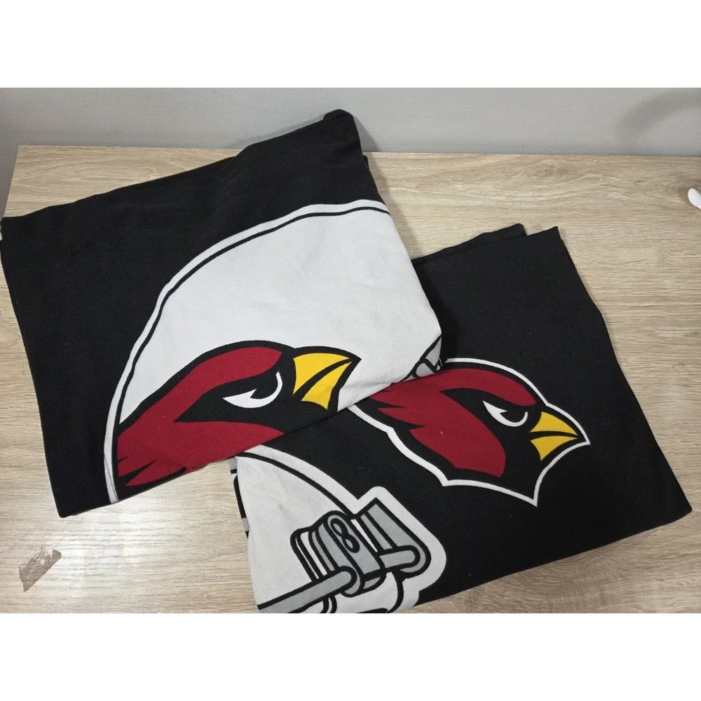 Arizona Cardinals NFL Logo Pillowcase Covers Set Of 2 Black & Red Soft‎