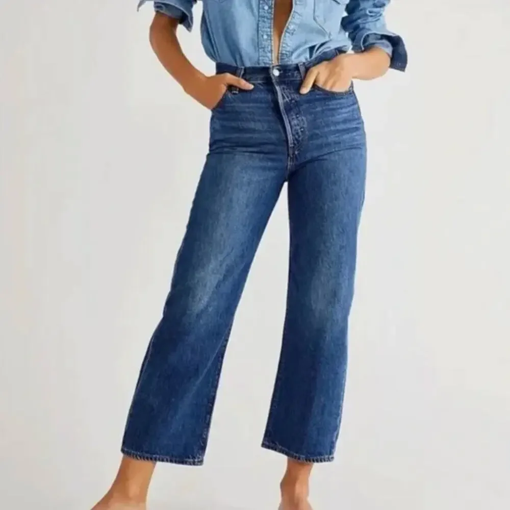Levi’s Premium Ribcage Straight‎ Ankle Jeans Medium Blue Women’s Size 24
