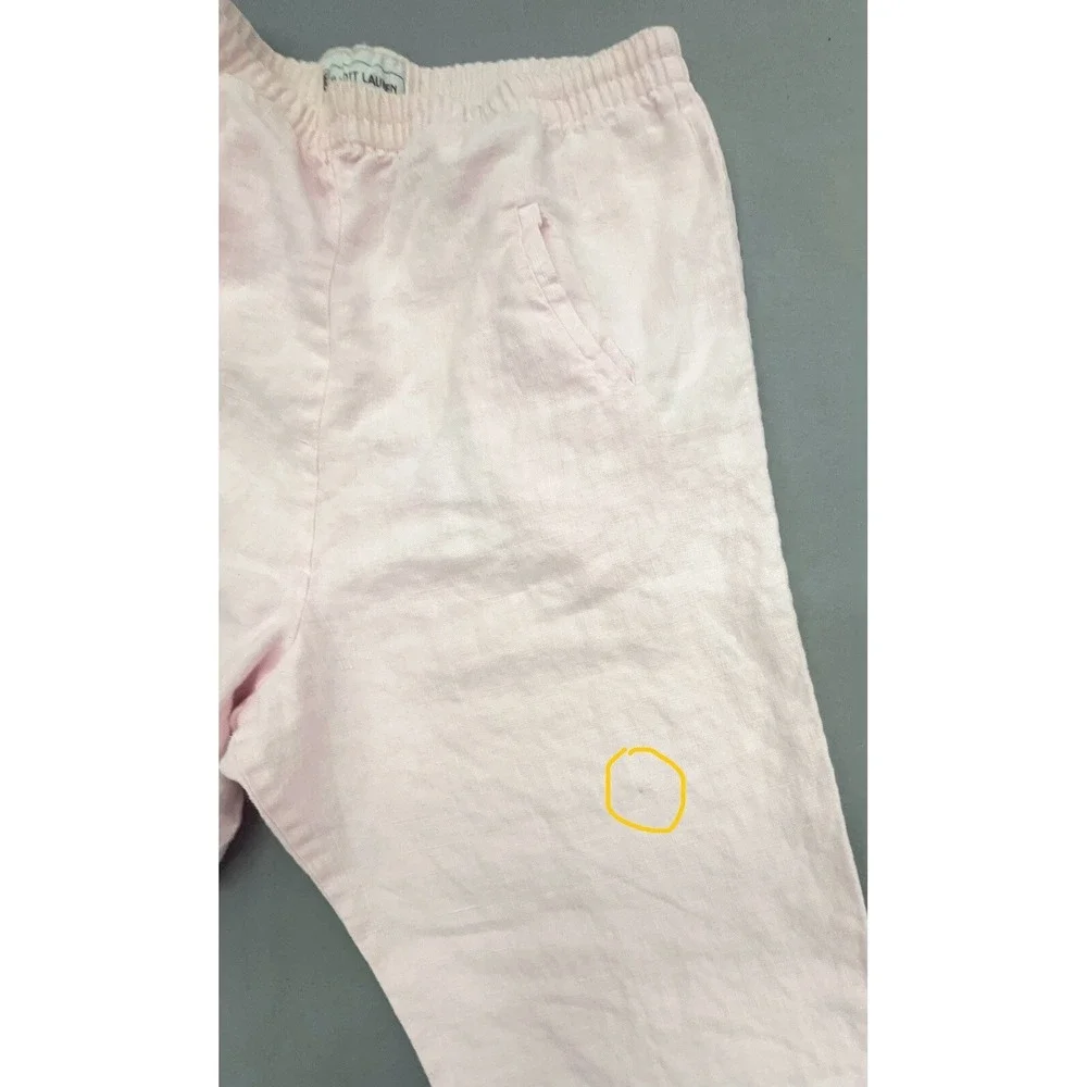 Women Vtg Linen Pants 10 Petal Pink Mini Pockets Coastal Preppy Beachy Soft Girl