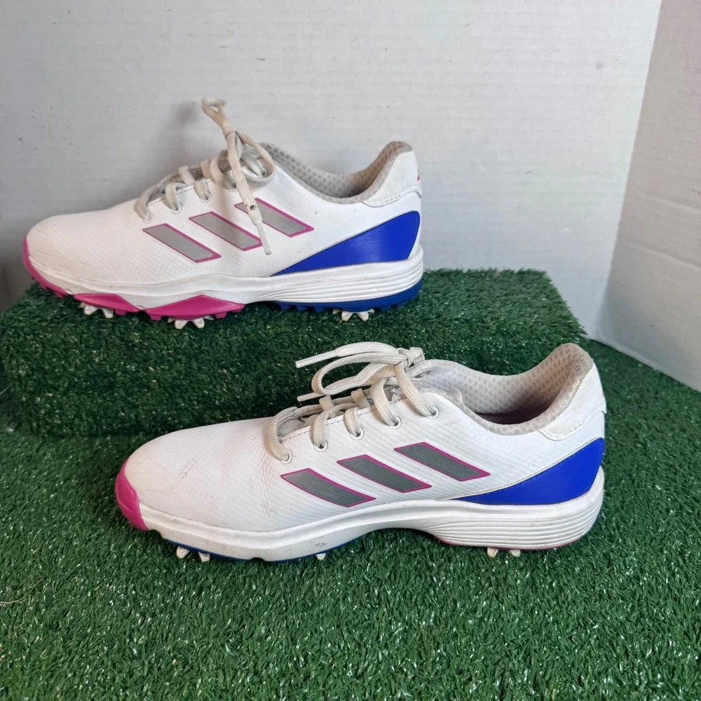 Adidas ZG23 Womens Golf Shoes White Pink Blue Spiked Size 6‎