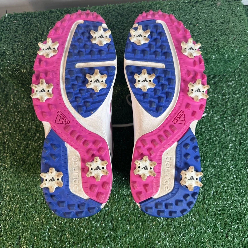 Adidas ZG23 Womens Golf Shoes White Pink Blue Spiked Size 6‎
