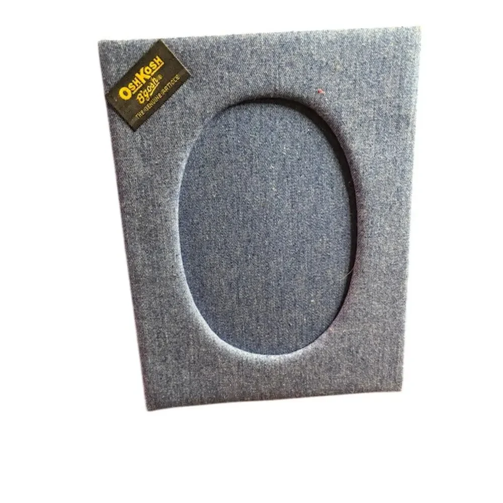 Vintage OshKosh Denim Photo Frame Blue Fabric Oval Picture Frame Nursery Decor