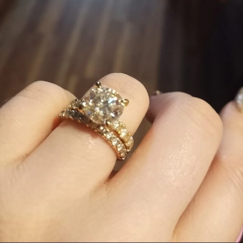 Certified 14k Yellow Gold 4.3cttw Diamond Ring Engagement Moissanite 925 Wedding