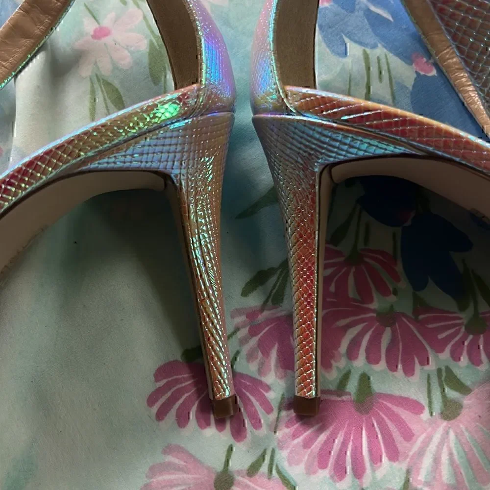 J Crew Iridescent Textured Ankle Strap Heels