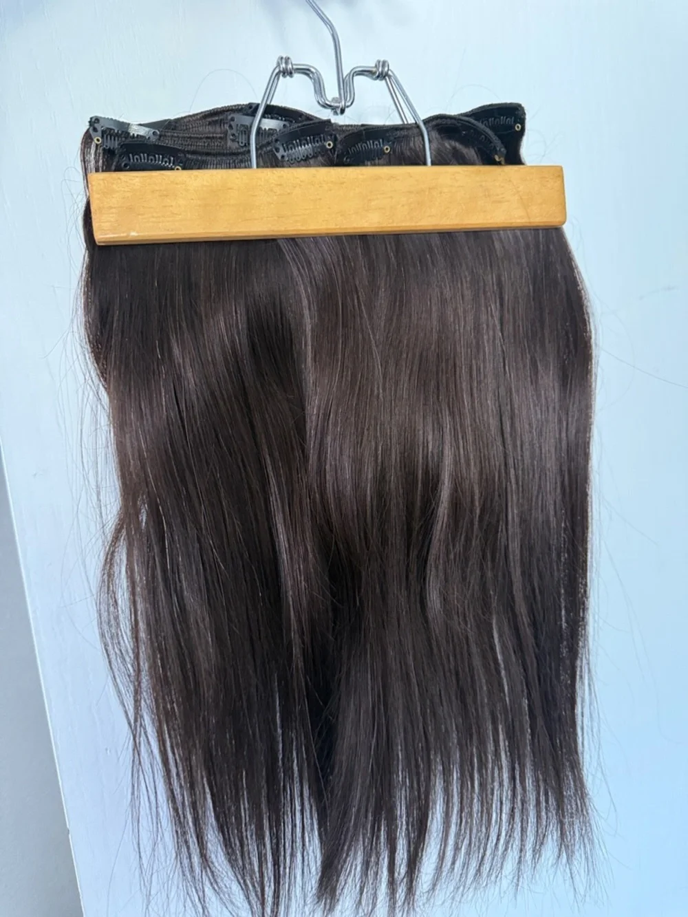 16”Dark Brown Clip-in Human Hair Extensions 7 pcs