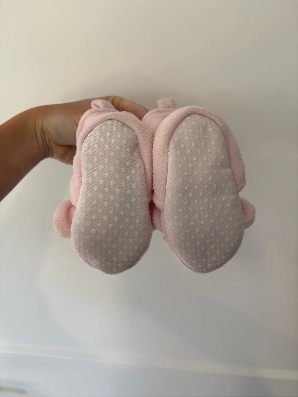 Pink Fleece Elephant Infant Slippers 3-6 months