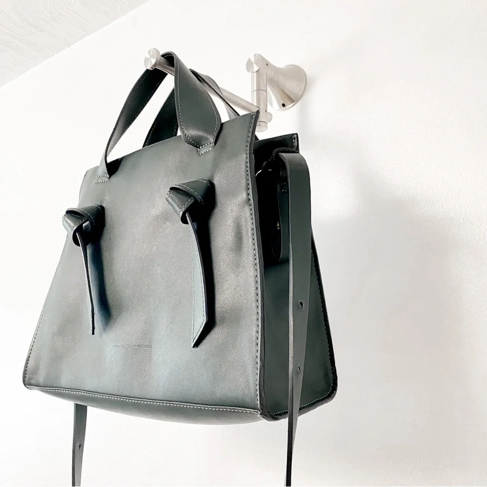 French Connection Preppy Casual  Chic Aria Knot Detail Tote Hand Bag‎ Green