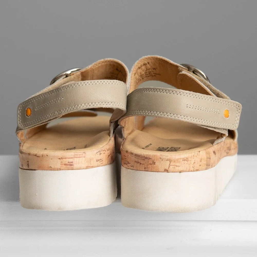 Samuel Hubbard Portola Platform Sandals W Sz 10 Earthy Grey Leather Ergonomic