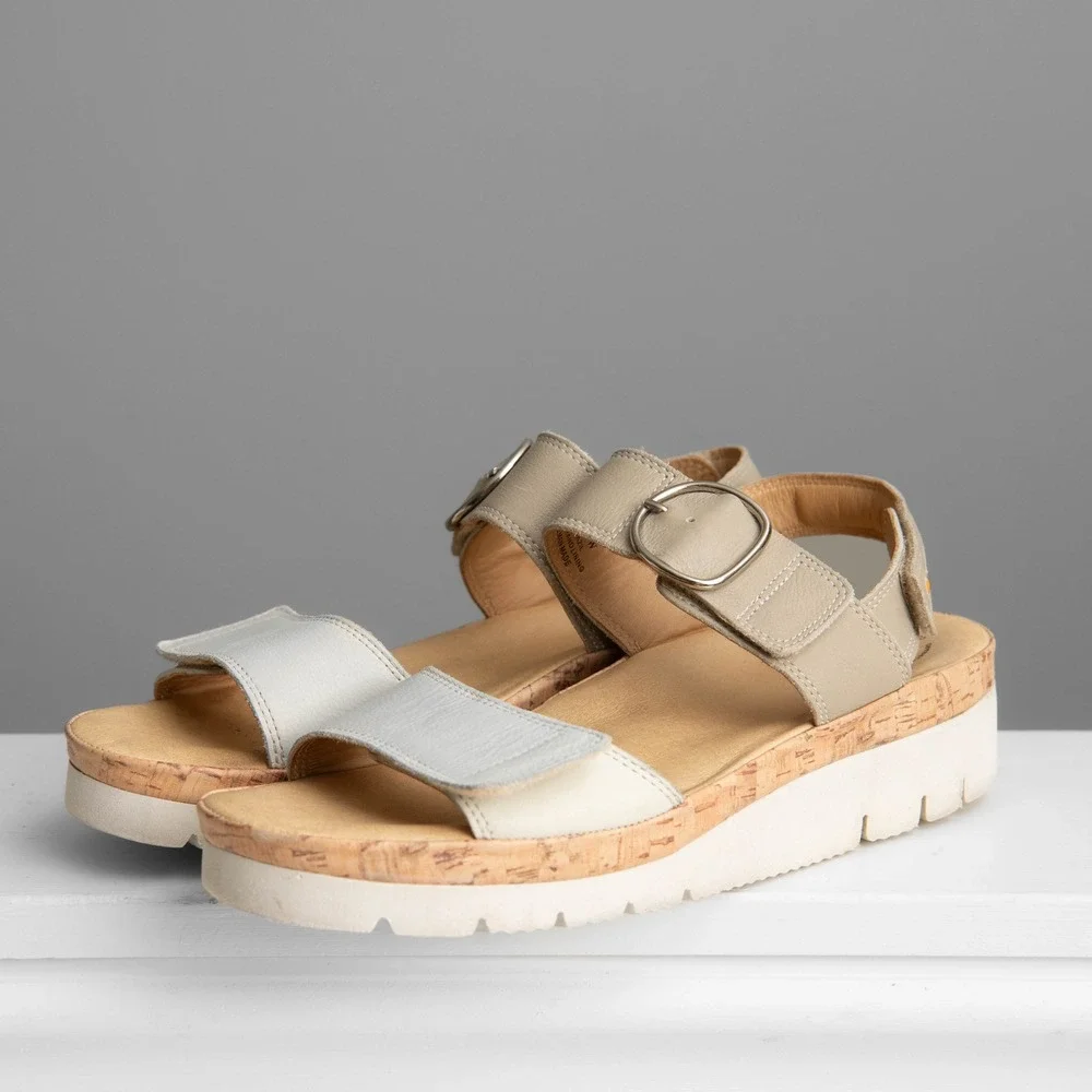 Samuel Hubbard Portola Platform Sandals W Sz 10 Earthy Grey Leather Ergonomic