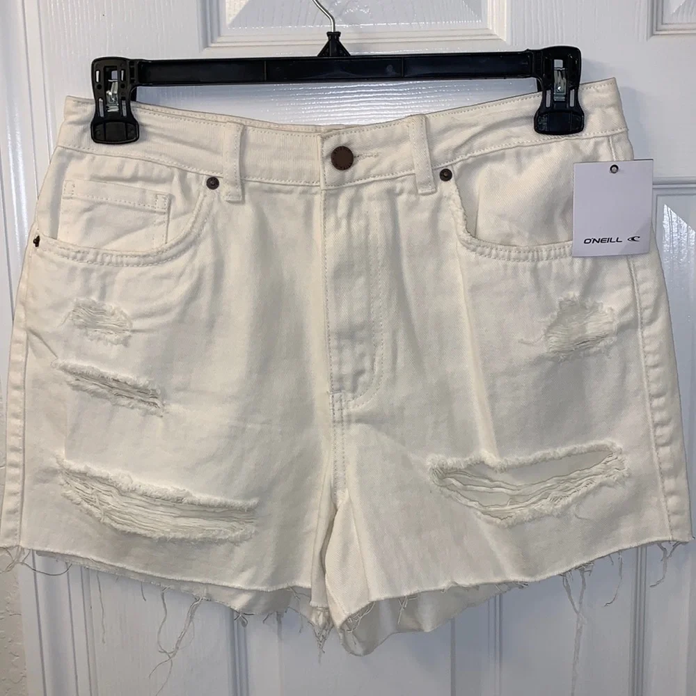 O'Neill Angus Bone Distressed Cutoff Shorts NWT Size 31 Coastal Beach