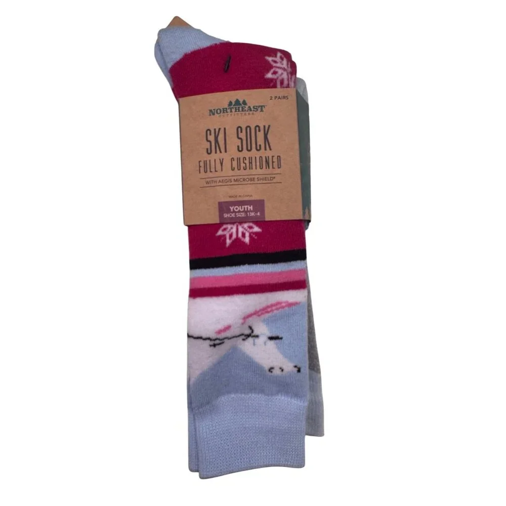 2- Northeast Outfitters 13c - 4 Youth Ski Socks Neo Snowsport Polar Bear Fully C