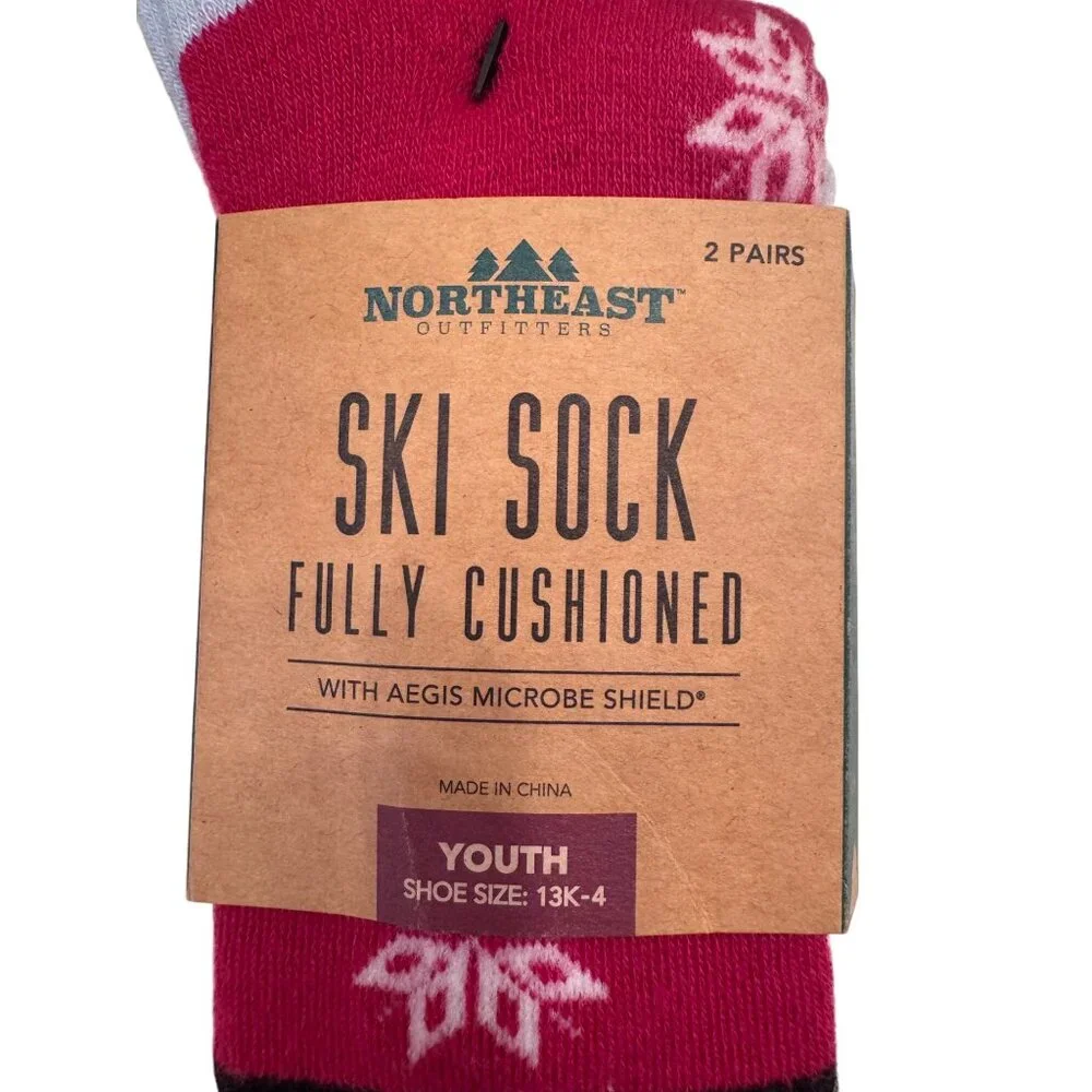 2- Northeast Outfitters 13c - 4 Youth Ski Socks Neo Snowsport Polar Bear Fully C