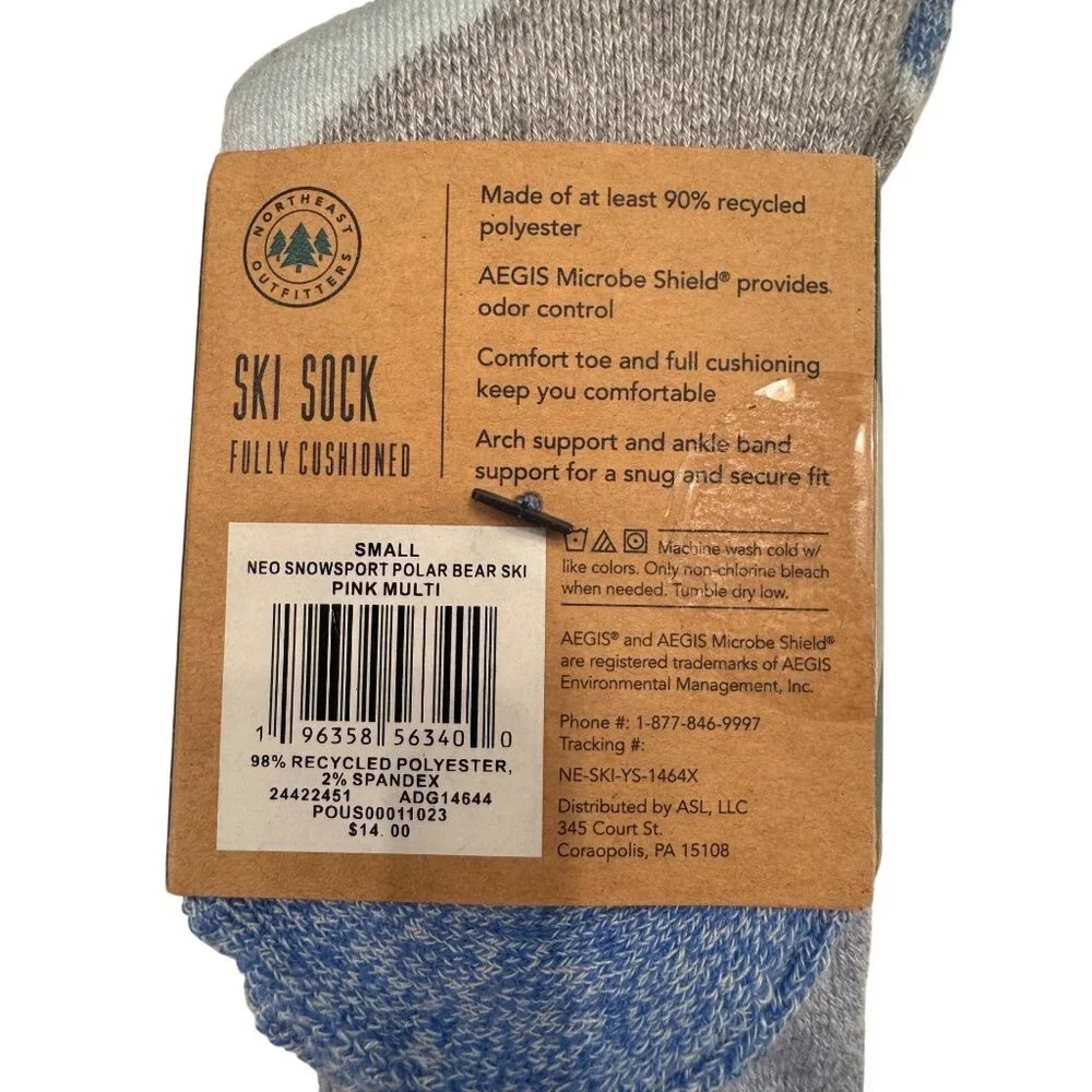 2- Northeast Outfitters 13c - 4 Youth Ski Socks Neo Snowsport Polar Bear Fully C