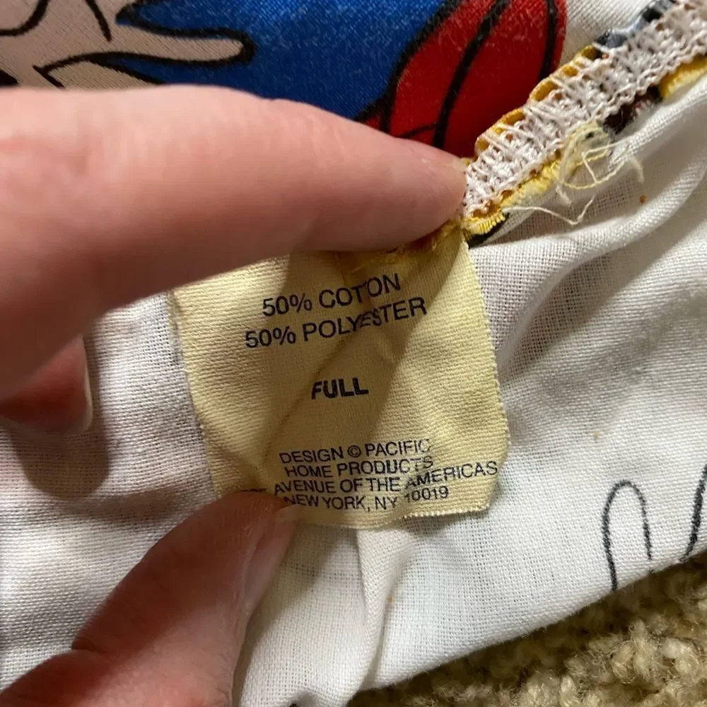 Vintage 90s 1990s Disney Mickey Mouse full fitted sheet retro ABC’s