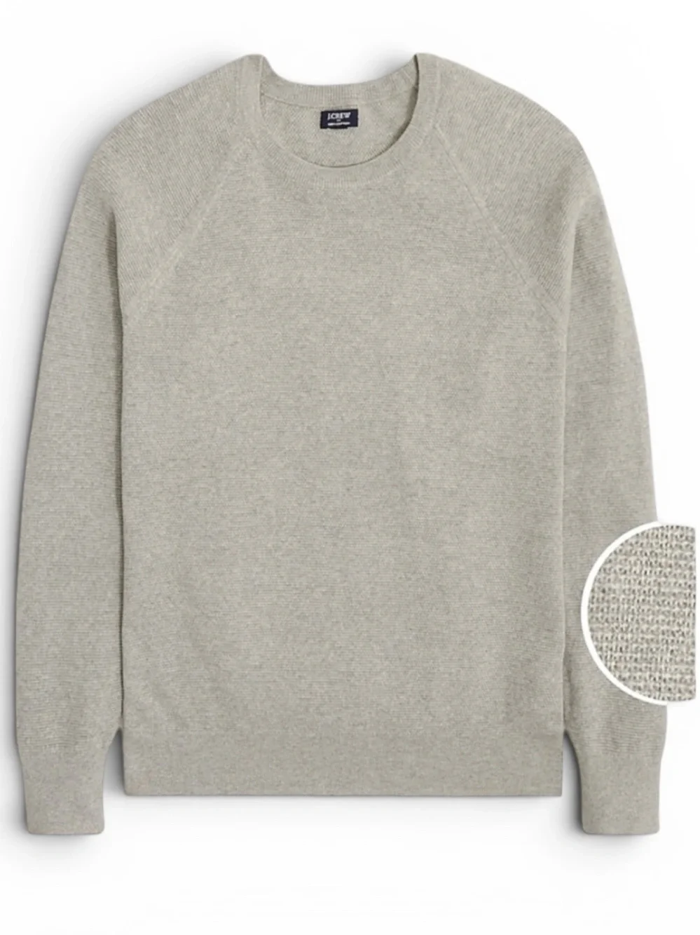 J.Crew Mens Heather Gray Seed Stitch Cotton Crewneck Light Sweater NWT Medium