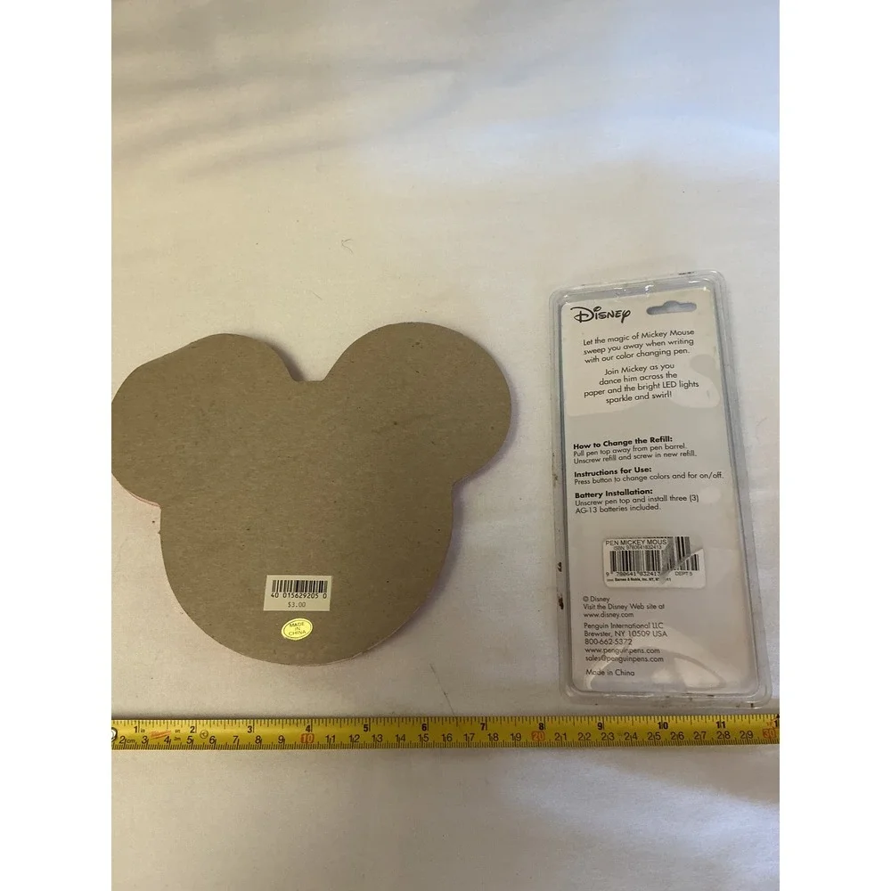 Disney Mickey Mouse Notepad and Color Changing Light Up Pen Stationery Set New