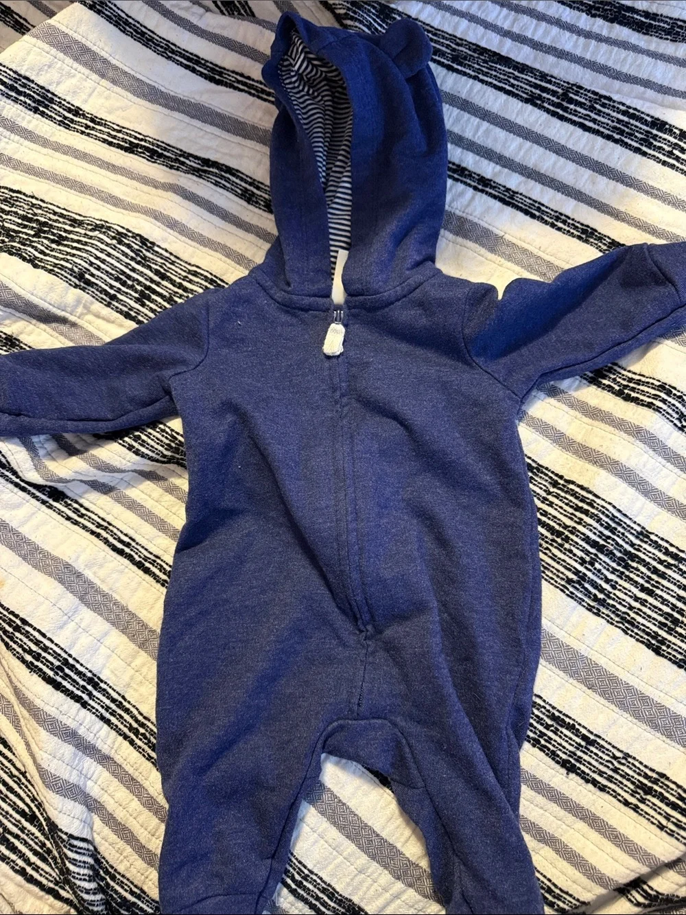 Carter's Navy Blue Hooded Baby Footie with Ears