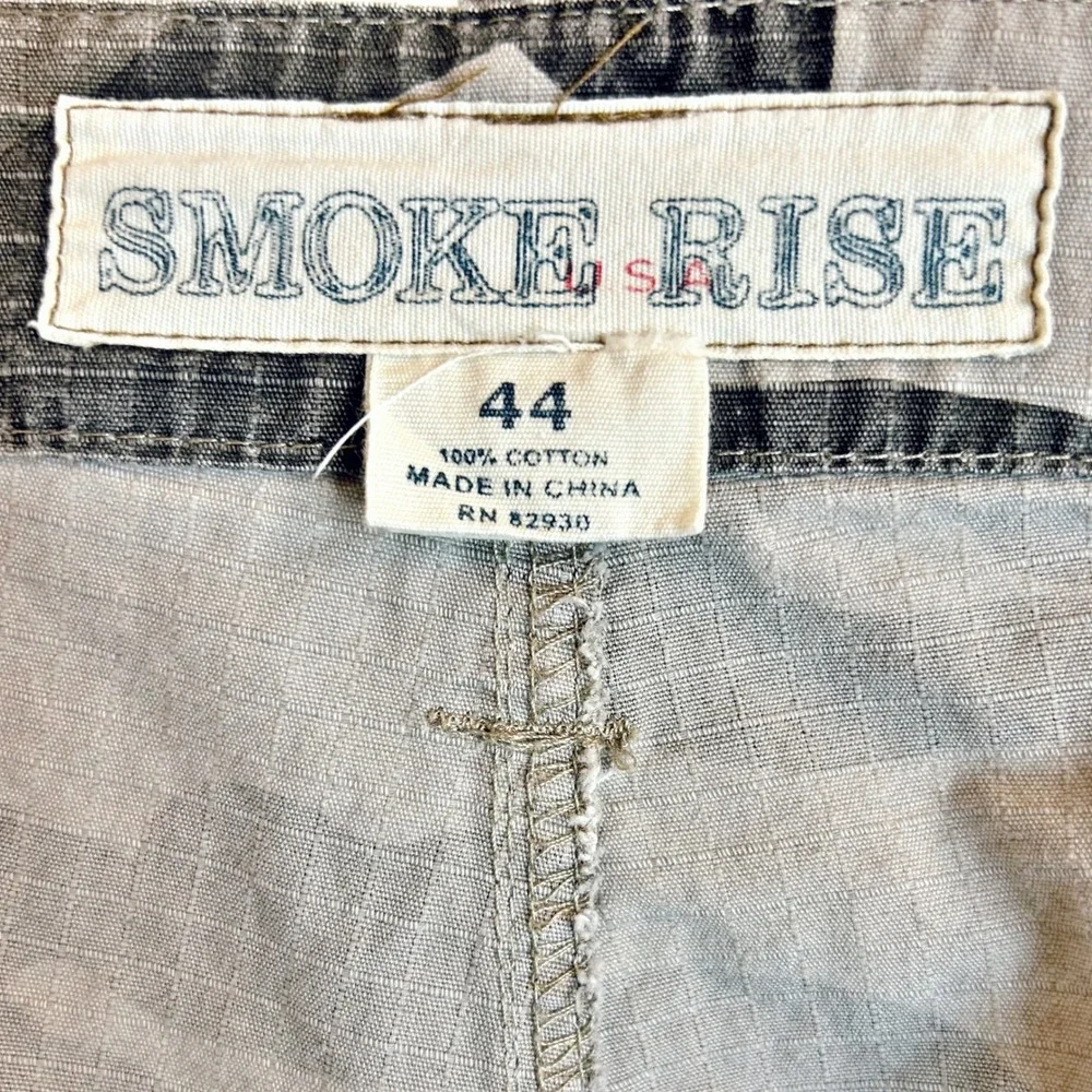 Smoke Rise Cargo Shorts Camo 44 XXL Gray Green Ripstop Streetwear Skater VTG Y2K