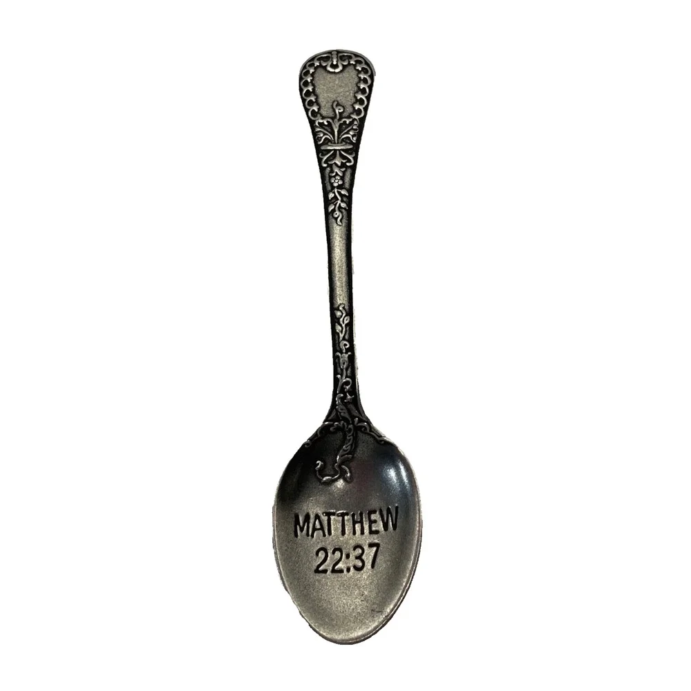 VINTAGE ANTIQUE Mary Martha Collectible Spoon Matthew 22:37