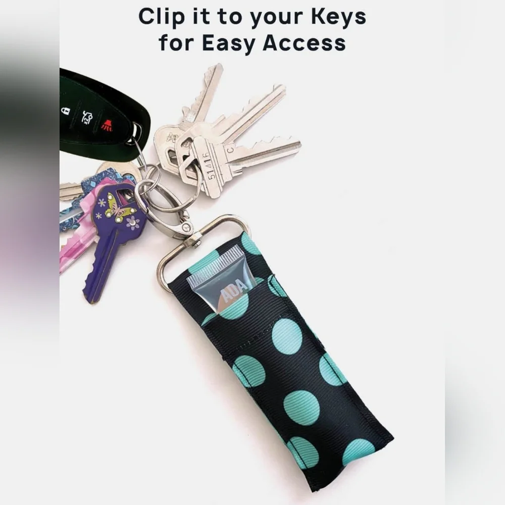Lip Gloss/ Lip Balm Holder Keychain In Wave Print BNIB