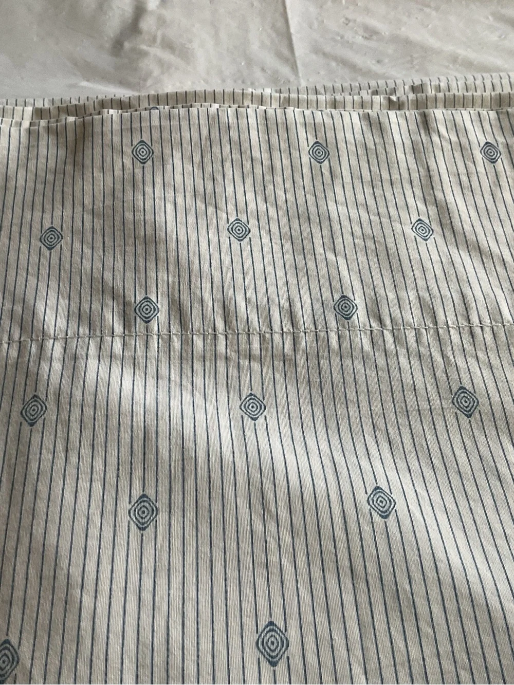Ralph Lauren FOLKSTONE White Blue Diamond Full Flat Sheet - Vintage