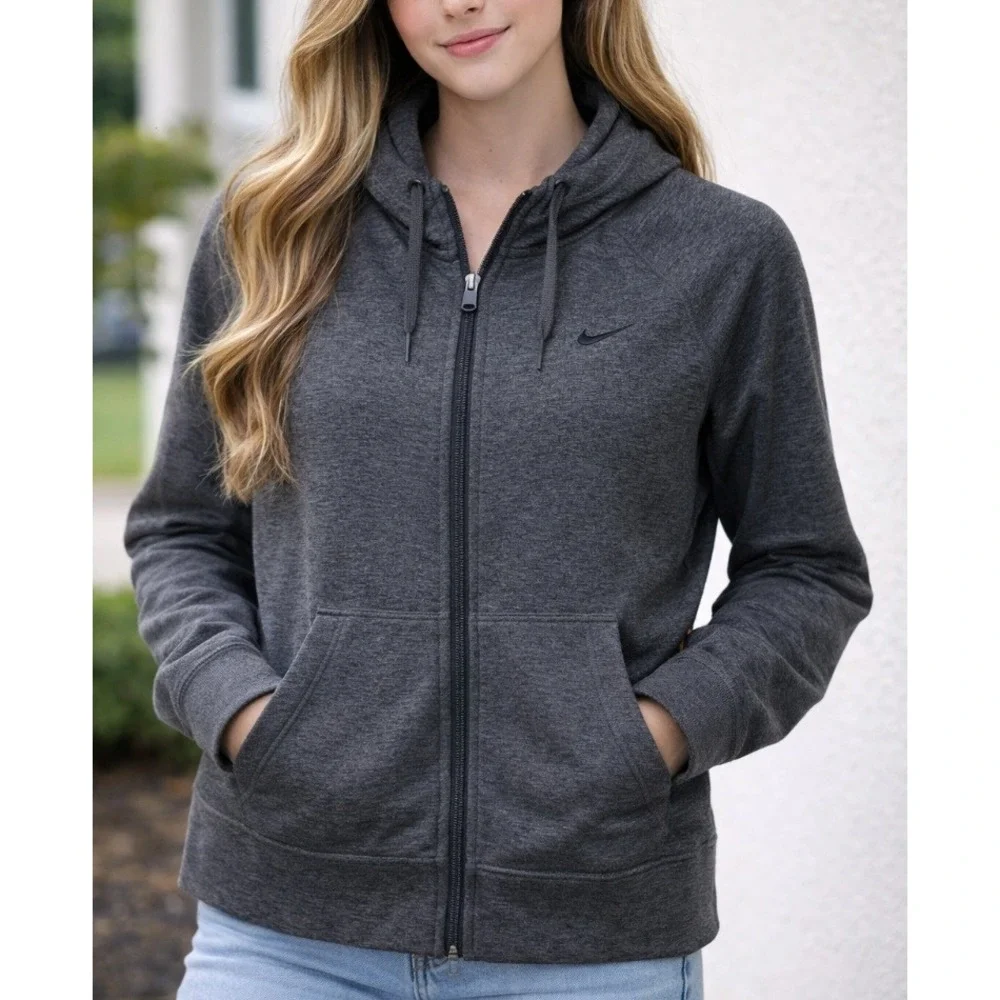 Nike Therma Fit Full Zip Hoodie Gray Heather Women's XS Athletic‎ Warm