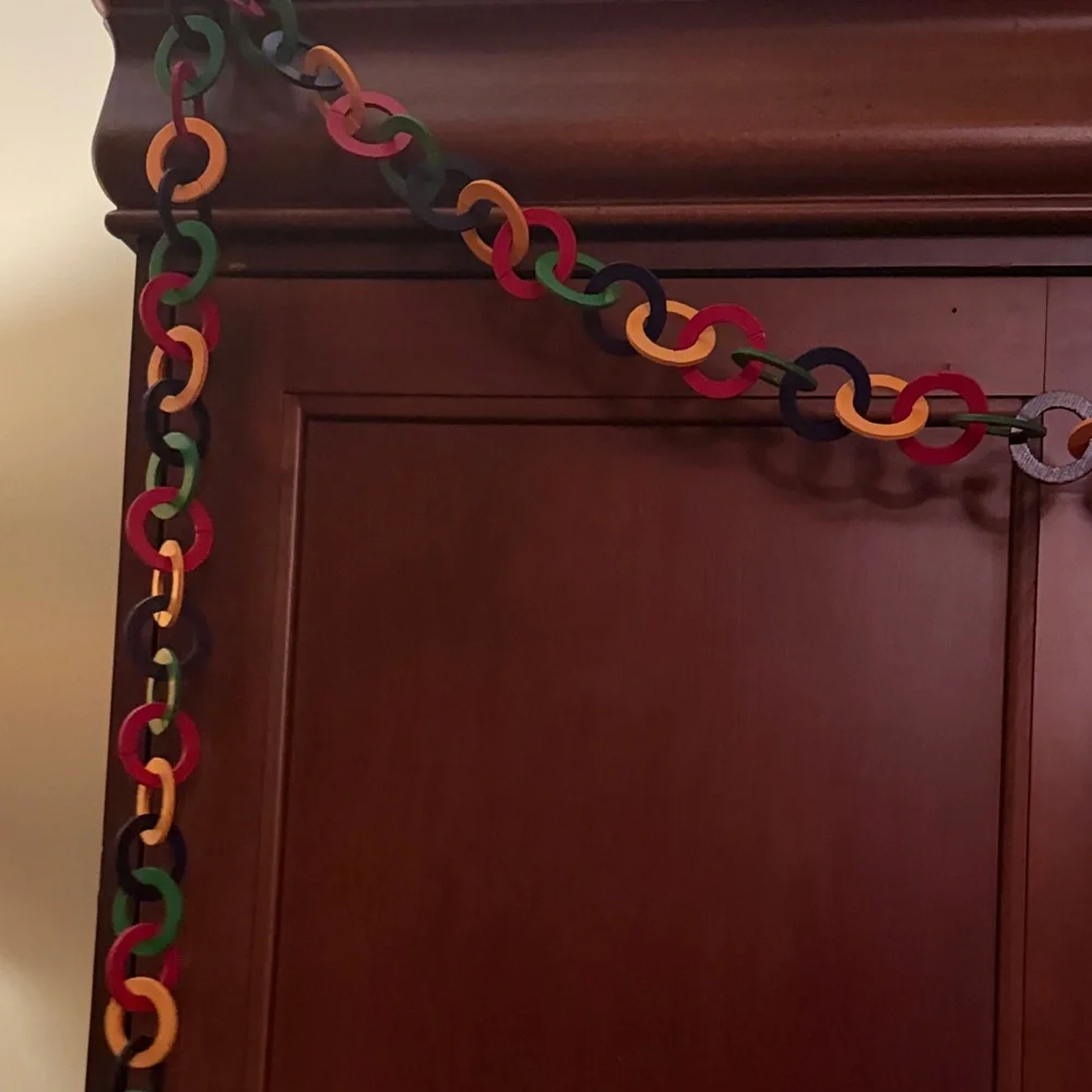 Fun Wooden Rainbow Chain Garland - Multicolor Home Party Decor