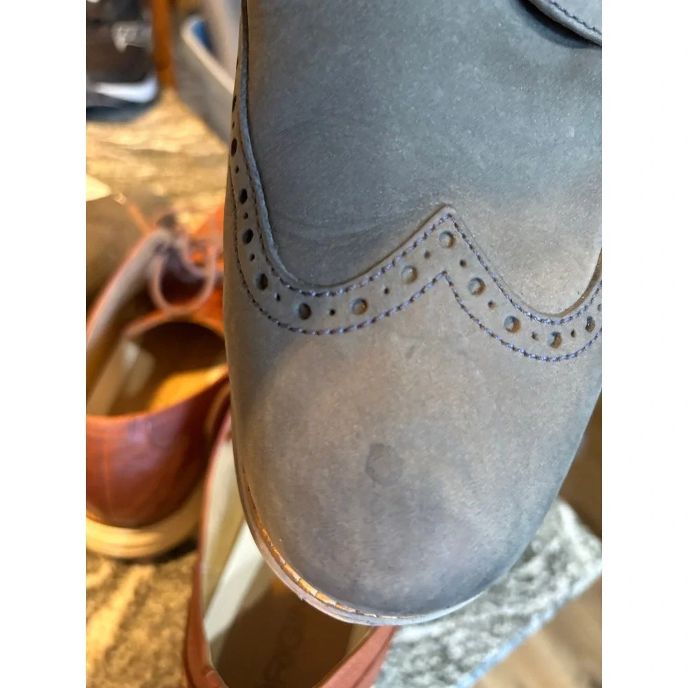 Cole Haan Mens Gray Leather Grand OS Wingtip Oxford Dress Shoes 10.5W‎