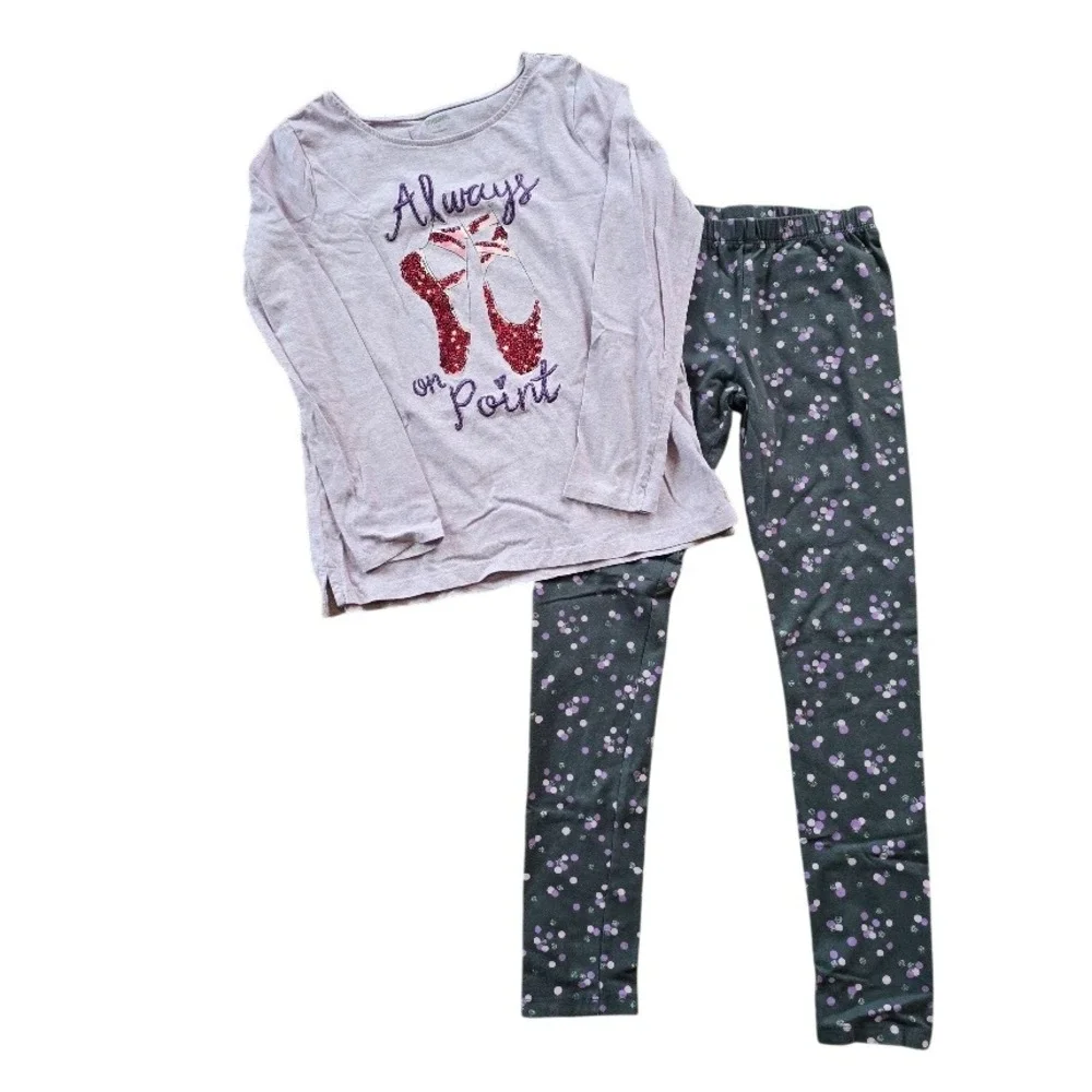 Gymboree‎ Ballet Outfit Set Girls 12 Purple Sequin Top Polka Dot Leggings Dancer
