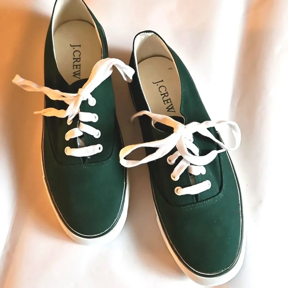 J.Crew Green Canvas Lace-up Sneaker - Brand New Sz 7