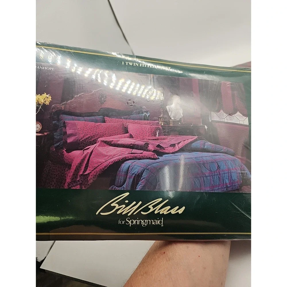 Vintage Springmaid Bill Blass Twin Fitted Sheet & Flat  200 Thread New