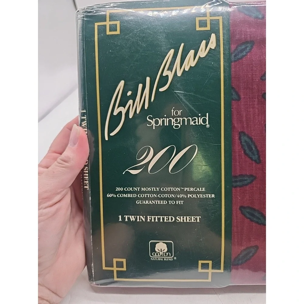 Vintage Springmaid Bill Blass Twin Fitted Sheet & Flat  200 Thread New