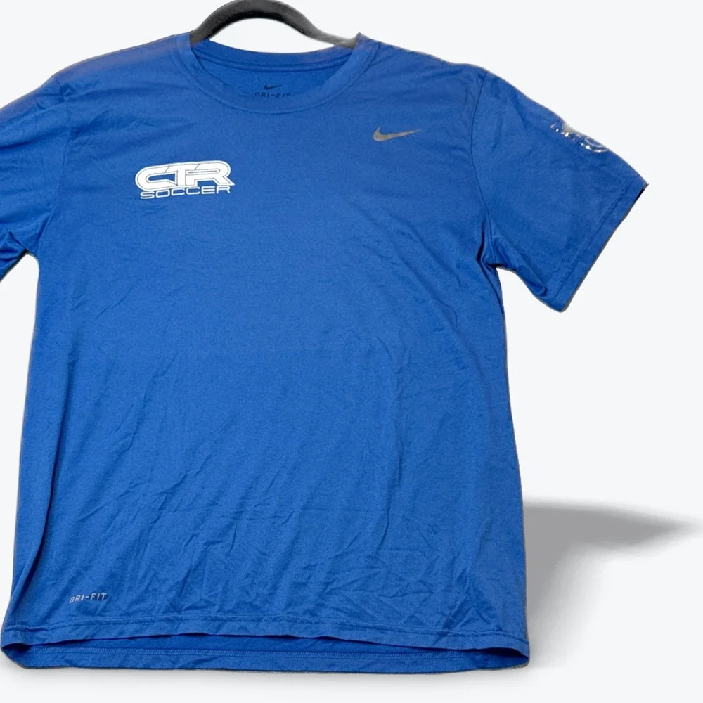 Nike‎ Dri-FIT CTR Soccer T-Shirt Team Training Mens Large Blue Short Sleeve
