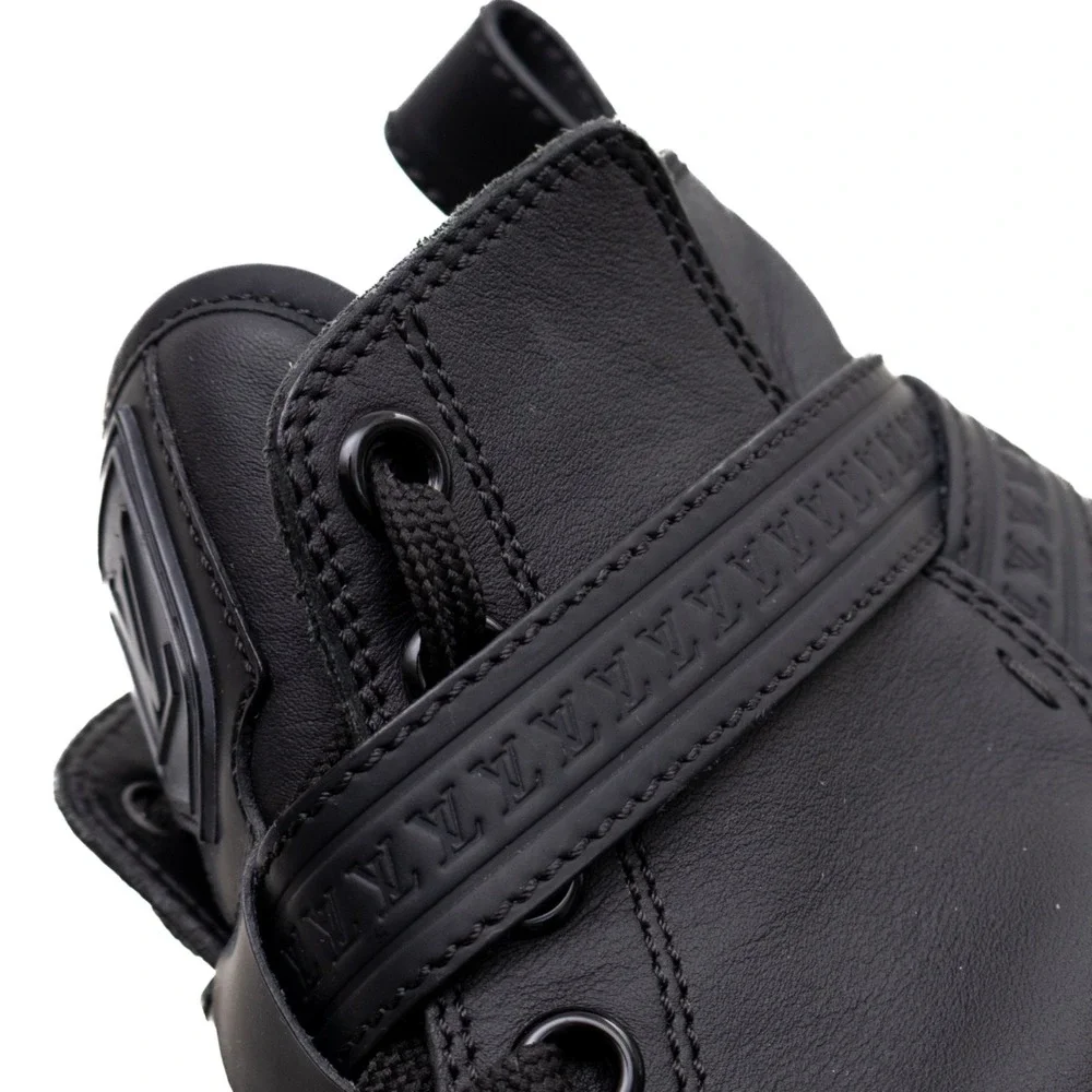 Louis Vuitton Falcon High Top Sneakers Black Leather LV Strap Trainers UK 8 US 9