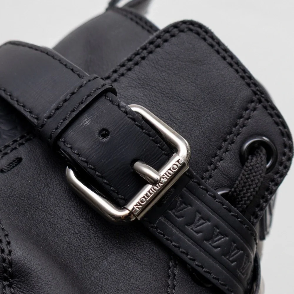 Louis Vuitton Falcon High Top Sneakers Black Leather LV Strap Trainers UK 8 US 9