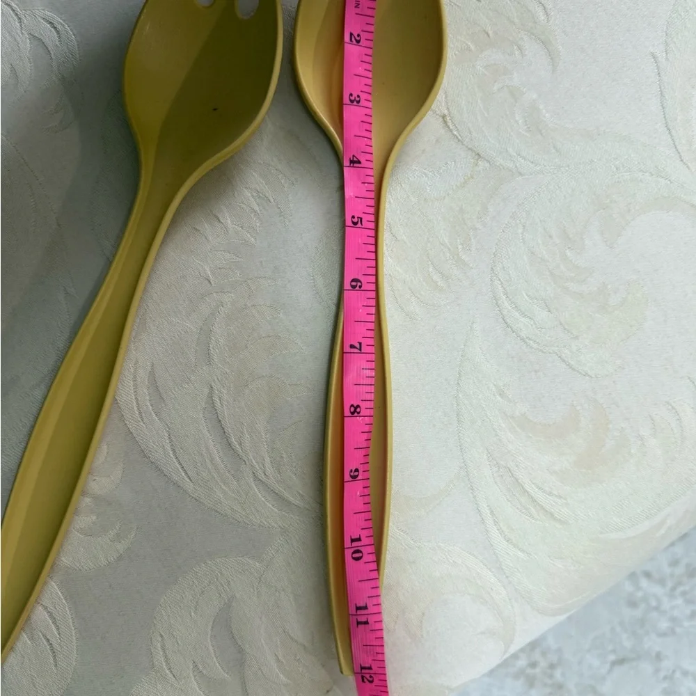 Vintage Tupperware Avocado Green Salad Servers Fork Spoon 12” Set‎ MCM