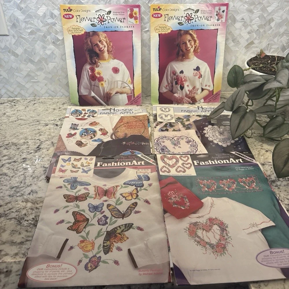 Vintage LOT 6 Daisy‎ Kingdom other brands as well No Sew Iron On Fabric Applique